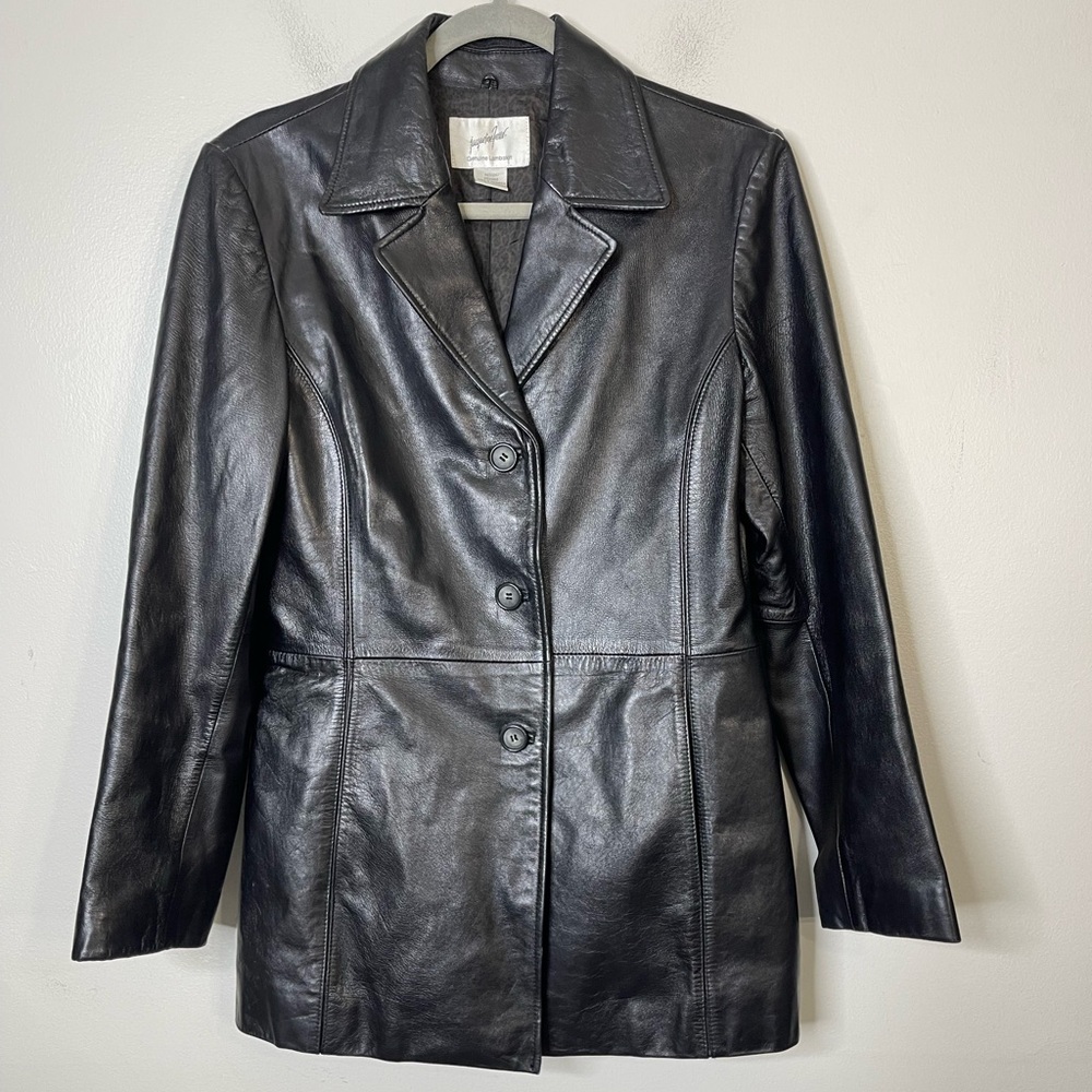 Jacqueline Ferrar Genuine Lambskin Y2K Jacket Womens M Leather Lined Coat Black